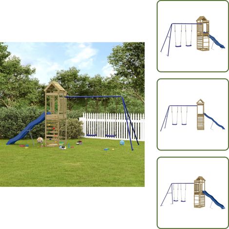 Spielturm Imprägniertes Kiefernholz - Holzspielplatz - Kindermöbel - Gartenspielgeräte - Spielturm - Schaukelset (1/5)