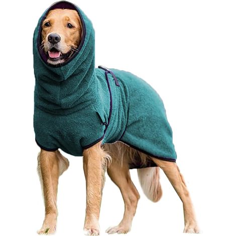 QAZQA Peignoir de bain pour chien et chat - Serviette absorbante et réglable en microfibre - Séchage rapide - Super absorbant,L (1/4)