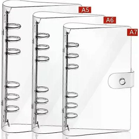 A7, A6, A5 Ringbücher, transparente Hülle aus weichem PVC mit 6 Löchern, DIY-Dokumententasche, durchsichtige Hülle mit Druckknopfverschluss (1/4)