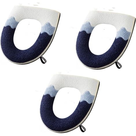 Juego de 3 fundas para asiento de inodoro más gruesas y suaves con asa, y cojín para tapa de inodoro más grueso y suave. (1/4)