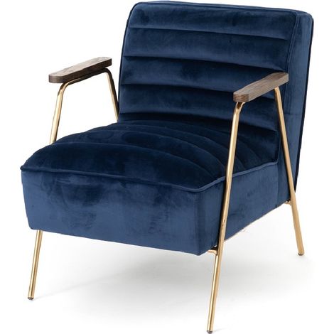 Amadeus - Fauteuil en velours bleu Hutch (1/3)