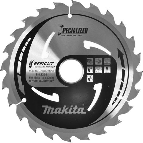 Lamas "EFFICUT" de madera compuesta para terrazas MAKITA