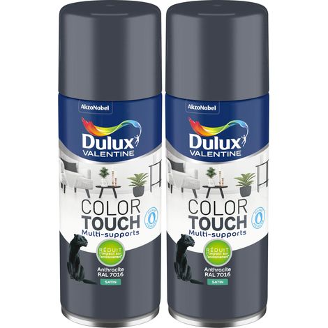 Lot de 2 - Peinture aérosol Color Touch Multi-Supports - Satin Anthracite 400 ml - Dulux Valentine