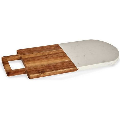 Schneidebrett aus weißem Marmor mit Griff, 38 x 18 cm