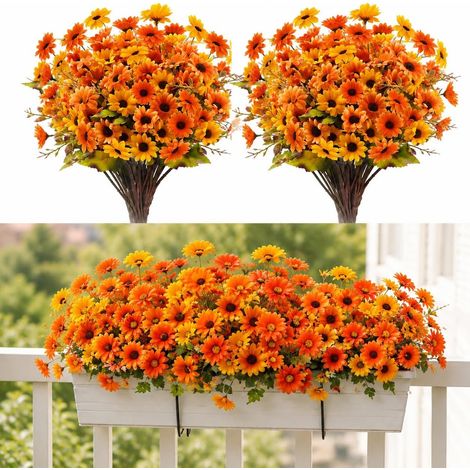 6 Pcs Fleurs Artificielles Exterieur Automne Decoration Marguerite (1/5)
