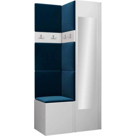 Meuble d'entrée Pinis XXV, Blanc, 186x82x46cm, Disponible, Tissu, Stratifié, À poser, Murale