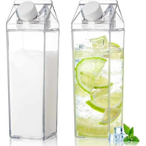 Bottiglia d'acqua - Bottiglia trasparente per bere - 2 pezzi - Bottiglia per il latte - 500 ml - Bottiglia per bere - Bottiglia d'acqua senza BPA - Riutilizzabile - Brocca - Sostenibile - Bottiglie pe (1/5)