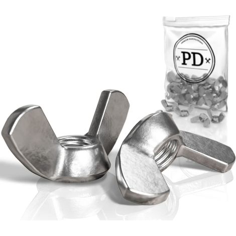 Écrou Papillon M12 (DIN 315)  Écrous à Ailettes en Acier Inoxydable A2 V2A  Inox pour Vis et Boulons Filetés  à Oreille Métal à Usage Universel  25 Pièces (1/5)