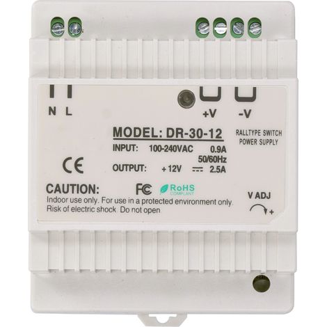 Alimentation sur rail DIN série DR avec commutation LED réglable pour armoire électrique DR-30-12 (1/5)