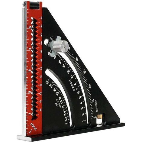 Equerre Menuisier Metal Aluminium Règle de Triangle Pliante Équerre Combinée Multifonction Équerre Triangle Règle d'Angle Rapporteur 45 90 Degres/Outillage Charpentier (1/5)