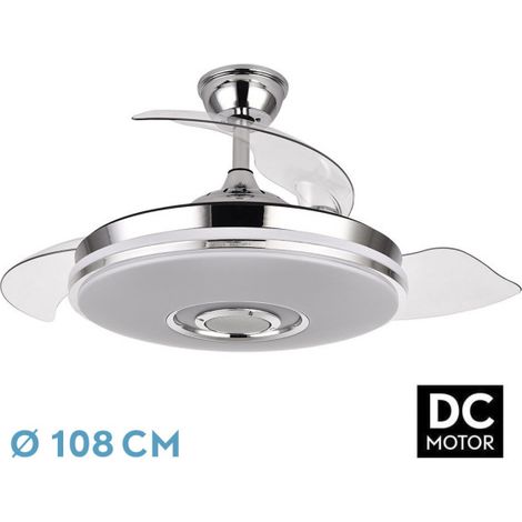 Ventilateur dc noto 72w 6120lm chrome 3asp.desp.108d 3 couleurs+rgb bluetooth, télécommande, mémoire & haut-parleur (1/4)