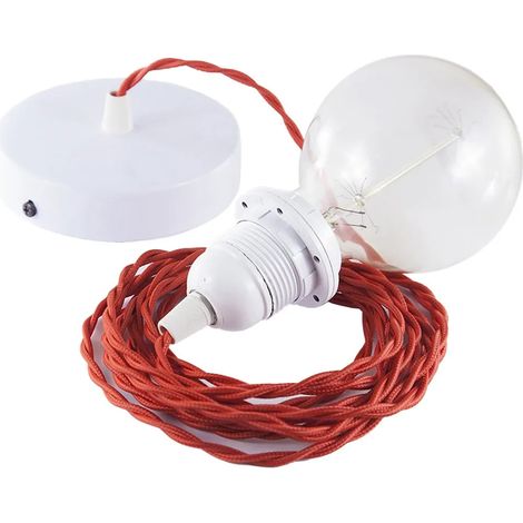 Hängeleuchte creative-cables tm09 rotes Textilkabel Kupfer (1/3)