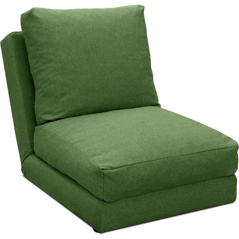 EVERGREENWEB - Divano Letto Futon - Divano Letto Tatami allungabile - Poltrona Letto - Divano 1 posto da Pavimento Regolabile con Comodo cuscino - Divano letto Materasso singolo Colore Verde Hoshi (1/4)