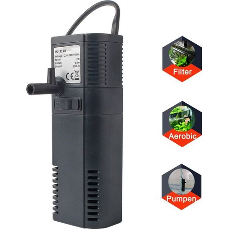 Filtre d\'aquarium filtre interne pompe de filtre interne avec tige de pulvérisation pour aquarium 300L (300L / H 2W) (1/5)