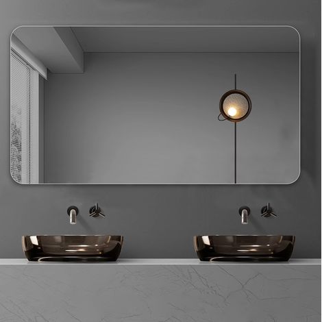 CHICFURN Espejo de baño de pared 70x90 cm en cristal plateado, instalación horizontal o vertical (1/5)