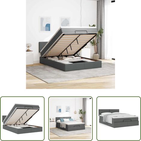 vidaXL Cama otomana con colchón gris oscuro 140x190 cm tela (1/5)