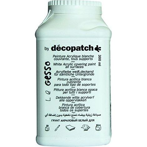 Colle DECOPATCH Gesso 300g - Marque DECOPATCH - Pour papier mâché, carton, bois, tissu, poterie, châssis entoilé