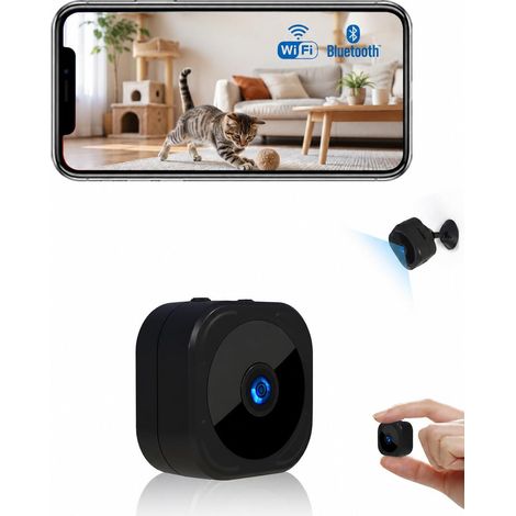 Camera Espion, Mini Caméra de Surveillance WiFi HD Intérieur/Extérieur, Micro Caméra Bluetooth avec Vision Nocturne, Détection de Mouvement, Enregistrement à Distance (B1) (1/5)