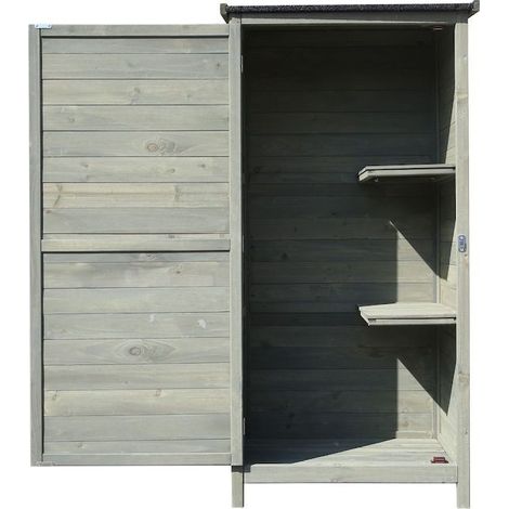 Le Poisson Qui Jardine – Armoire de jardin en bois vert avec toit plat et porte battante – Dimensions 69,5x52x142 cm – Étanchéité bitumineuse pour protection (1/5)