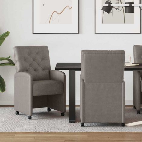 Esszimmerstühle mit Rollen 2 pcs Grau 58 x 67 x 97 cm