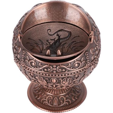 OMABETA cendrier rétro Cendrier Vintage avec couvercle en forme de Tellurion, motif de Dragon, en alliage de Zinc, loisirs kit (1/4)