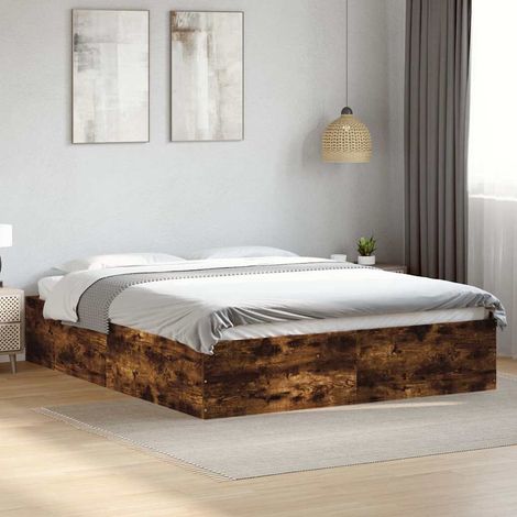 Bettgestell Räuchereiche 150x200 cm Holzwerkstoff (1/5)