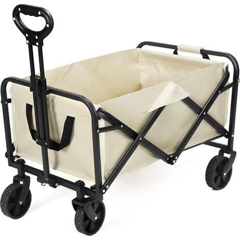 Chariot Pliable avec Poches Latérales et Poignée Réglable, Chariot de Jardin Chariot de Plage pour Activités Extérieures, Capacité de Charge 80kg (1/5)