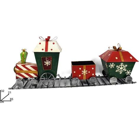 Due Esse Trenino Vintage Con Vagoni In Latta Decorazione Natalizia 85 Cm