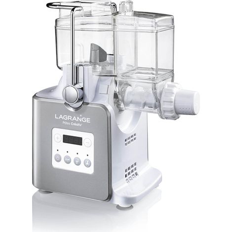 Machine à pâtes électrique 180W – Cuve 250g en aluminium antiadhésif – 6 embouts pour formes variées – Programme automatique – Lagrange