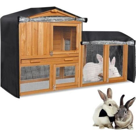 Housse de protection pour cage à lapin 122x50x105 cm – Tissu Oxford imperméable – Résistant aux UV et déchirures – Avec ventilation et fermeture éclair (1/5)