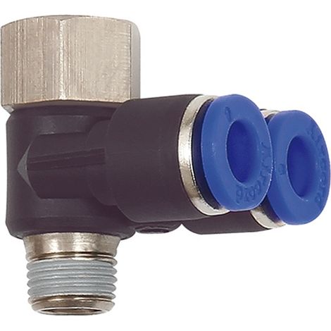 Riegler Y-Winkelsteckverschraubung »Blaue Serie«, drehbar G/R 1/4 i./a. (1/3)
