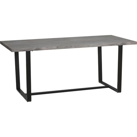 Table à manger rectangulaire pour 8 personnes, plateau aspect bois et pieds en métal noir, 180 x 90 x 75 cm (1/5)