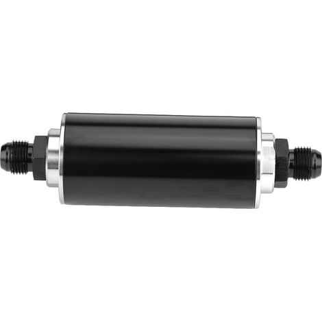 Hochleistungs-AN6-100-Mikron-Aluminium-Inline-Kraftstofffilter, schwarz, für Pkw und Lkw, Benzin, hoher Durchfluss (1/5)