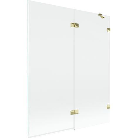 Mexen Lunar paravent de baignoire à 2 volets droit 140 x 150 cm, transparent, doré - 897-140-100-50-00-P (1/5)