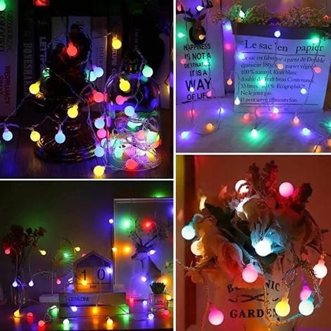 1 x Guirlande lumineuse extérieur, 20 ampoules LED multicouleur, 3 m, alimentation par piles AA, pour jardin, camping et décoration intérieure (1/2)
