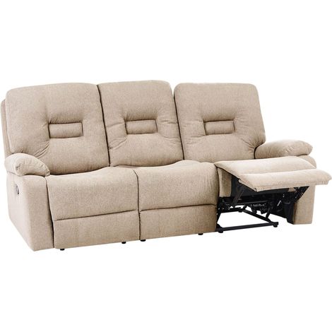 Manual Recliner Sofa 3 Seater BERGEN Fabric Beige