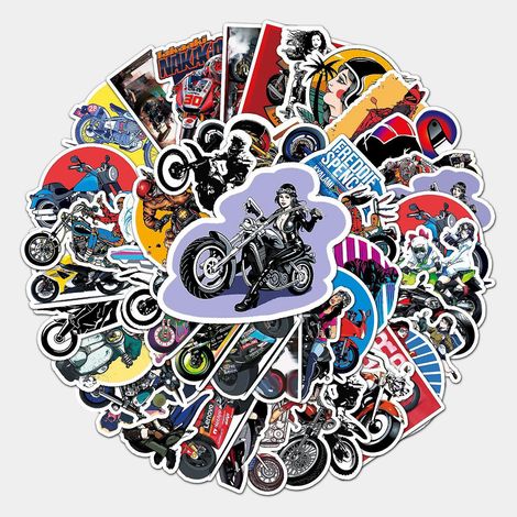 50 Pices De Personnalit De La Mode Locomotive Bricolage Autocollants Dcoratifs Ordinateur Portable Valise Scooter Moto Autocollants (1/5)