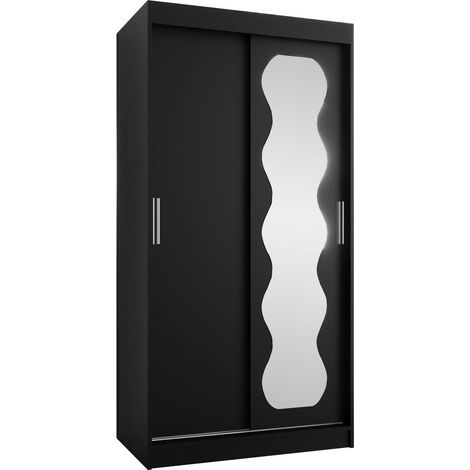 Armoire Hartford 578, Noir, 200x100x62cm, Portes d'armoire: Coulissantes, Nombre d'étagères: 0 (1/5)