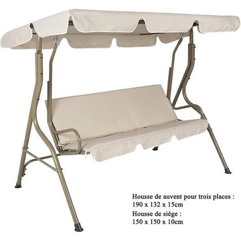 Housse de Siège et Coussins Assise/Dossier avec Auvent, Beige (Sans Balancelle) Housse de Siège de Jardin pour Balançoire de Jardin (1/4)