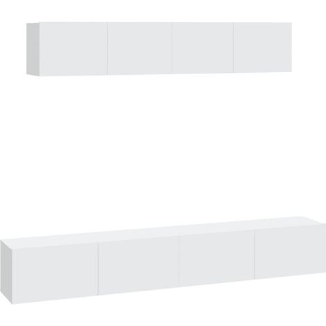 Conjunto de muebles mueble aparador TV televisión salón dormitorio salón 4 piezas blanco madera contrachapada 020024663