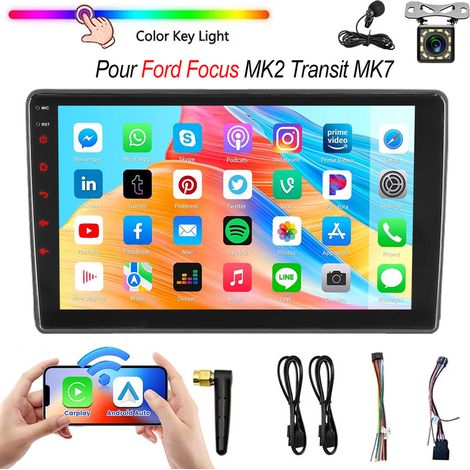 Autoradio 9 Pouces Android Auto Apple CarPlay Sans Fil pour Ford Focus MK2 Transit MK7 - GPS, Bluetooth, USB, Compatible WinCE - MIC 12CAM (1/5)