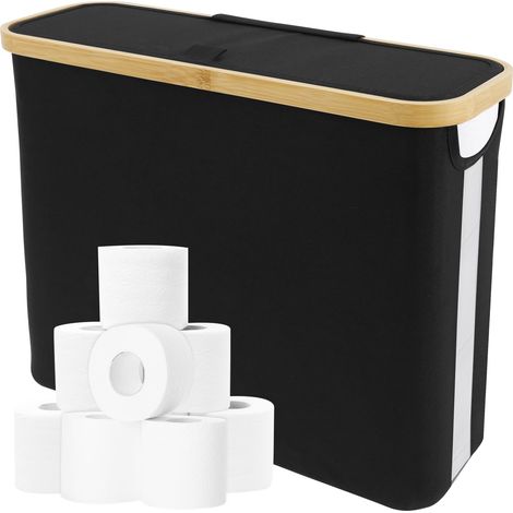 Boite Rangement Papier Toilette Panier à Papier HygiéNique avec Couvercle, RéServes à Rouleaux De Papier Toilette avec PoignéEs Accessoires WC, Pliable Et ImperméAble pour 12 Rouleaux (1/5)