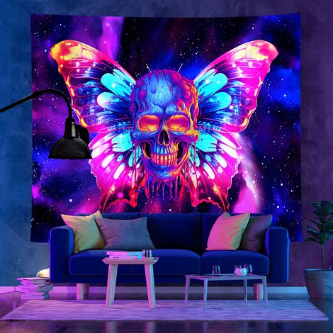 UV-fluoreszierender Wandteppich-Hintergrundstoff im angesagten Stil, Wandteppich-Raumdekoration, Halloween-Wandteppich, 73 x 95 cm