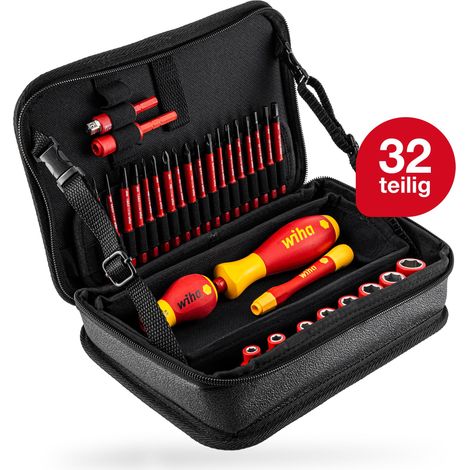 Wiha Elektriker Werkzeug Set slimVario® electric (43465) 32-tlg. I Bits + Steckschlüsselsätze + Schraubendrehergriffe I gemischt in Werkzeugtasche (1/5)