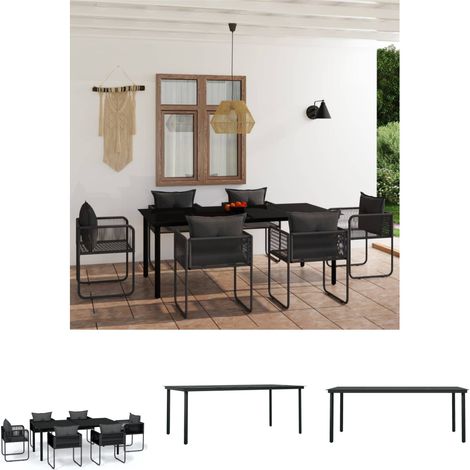 Gartenmöbel Schwarz - vidaXL 7-tlg. Garten-Essgruppe Schwarz - Gartenstuhl Rattan (1/5)
