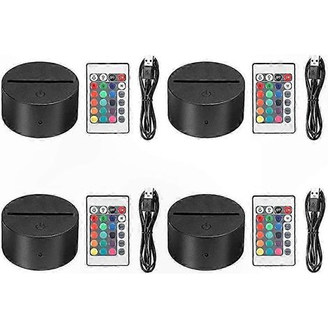 4-teiliges LED-Nachtlichtset mit Fernbedienung, USB-Kabel, 7 einstellbaren Farben, dekorative Beleuchtung für Wohnzimmer, Restaurant, Büro (1/5)