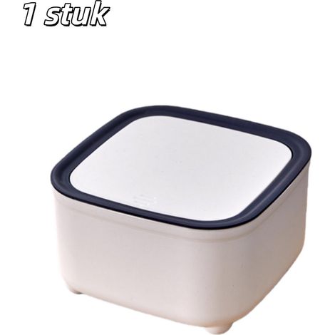 Poubelle de table carrée avec couvercle à ouverture par pression et design minimaliste pour bureau table basse et petits espaces couleurs bleue et blanche (1/5)