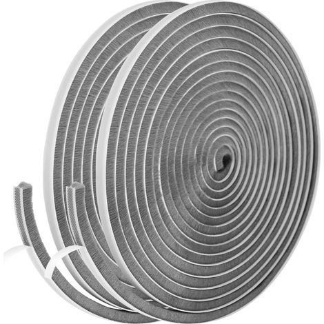 2 juntas de cepillo de polipropileno para puerta corrediza, 9 mm (ancho) x 5 mm (profundidad) x 5 m (largo), juntas de cepillo de puerta autoadhesivas para aislamiento y protección contra el viento (1/5)