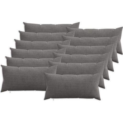 Kissenbezug 12 pcs HEERLEN Dunkelgrau 40 x 80 cm Cord vidaXL