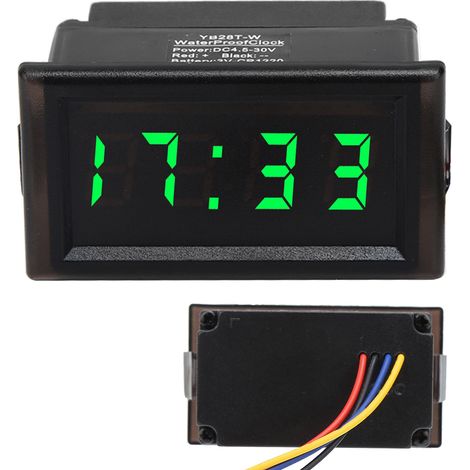Horloge électronique de voiture étanche à la poussière et à l'eau (DC4,5-30V), affichage numérique LED (vert) (1/5)